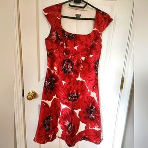 Ann Taylor red poppy A-line dress